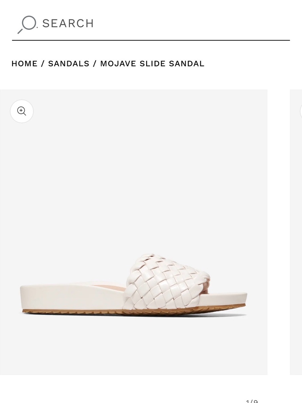 Cole Haan Woven Leather Mojave Slide Sandal- ivory leather